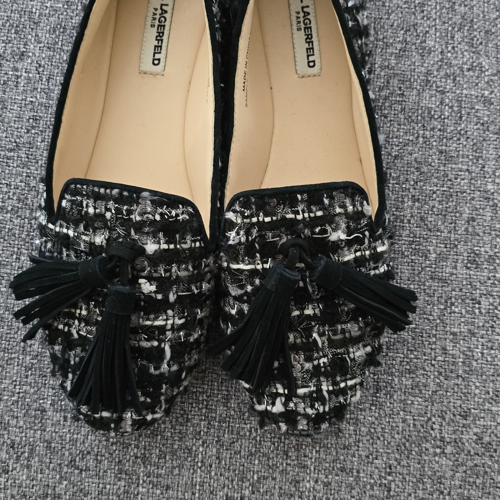 COPY - Karl Lagerfeld | Shoes | Tilda2 | Tweed Woven Wool Loafers with Tassels …